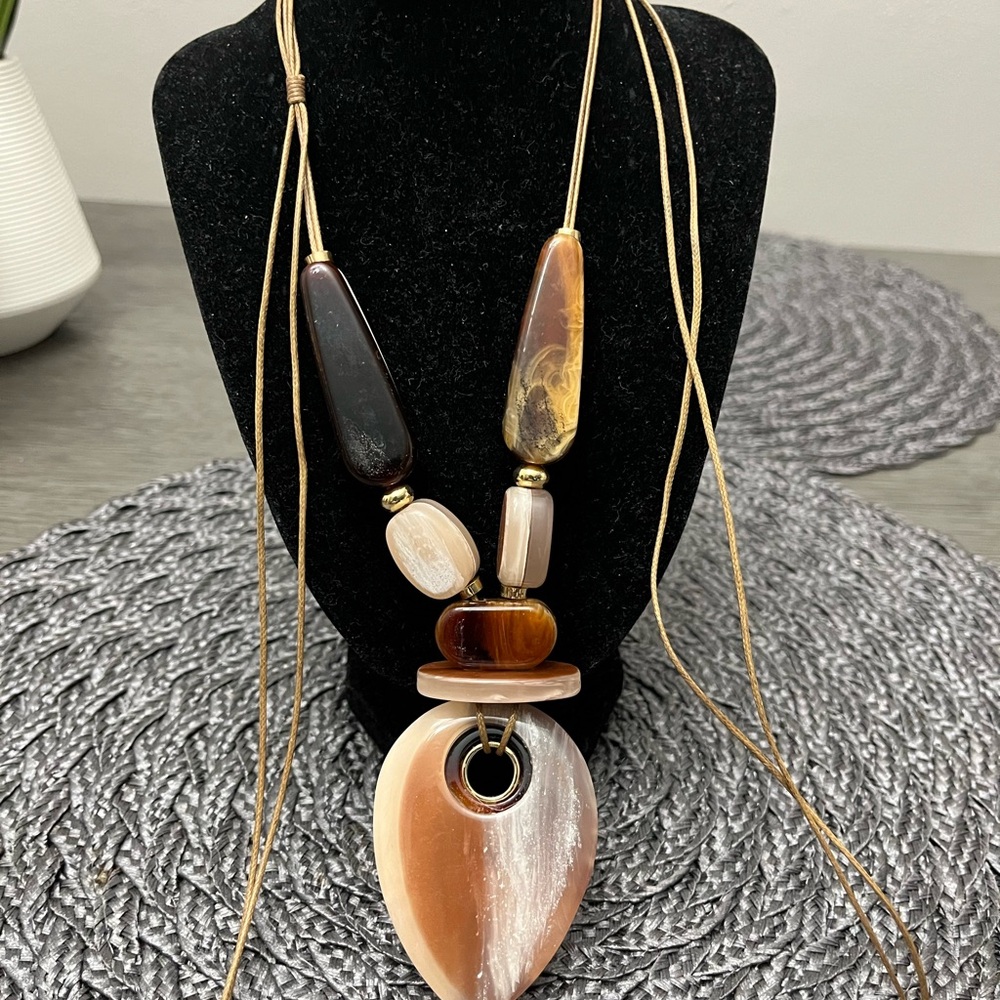 Rush By Denis And Charles Necklace Faux Stone Boho On Adjustable Knotted String